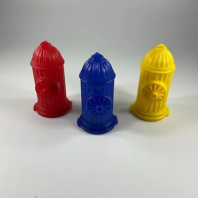 Set Of 3 Fire Hydrant CANDY CONTAINERS Red Blue Yellow 1980s Vintage FLEER • $4.99