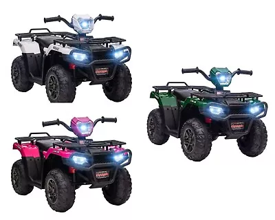 12V Electric Quad Bike For Kids W/ LED Headlights Music HOMCOM • £101.99