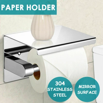 $22.99 • Buy Toilet Paper Holder Roll Bath Tissue Storage Hook Rack Stainless Steel Silver