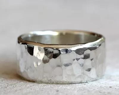 Hammered 925 Sterling Silver Band Handmade Rings For Men's Wedding Gift All Size • $15.99