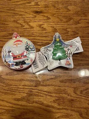 Lot Of 2 Christmas House Ornaments Motion Activated Lights Music Santa & Tree • $0.99