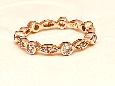 THOMAS SABO Rose Gold Plated Sterling Silver CZ Ring Size 54 As New • $59