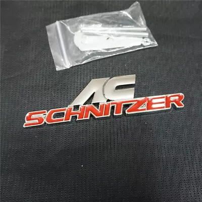 1x Silver Chrome Red AC SCHNITZER Metal Front Grille Emblem Badge Motors Vehicle • £9.59