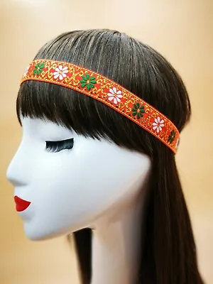 £7 • Buy Orange Floral Hippy Bohemian Girls Hairband Head Chain Rainbow Boho Headband 
