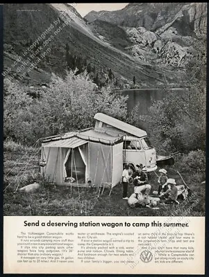 1968 VW Volkswagen Camper Campmobile Mountain Lake Photo Vintage Print Ad • $9.99