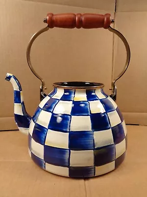 Mackenzie Childs Royal Check 3 Qt Tea Kettle Repurpose Flower Pot/Vase • $46