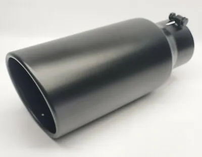Diesel Exhaust Tip 4  Inlet 6  Outlet 15  Long Black Stainless Steel Bolt-On • $45.69