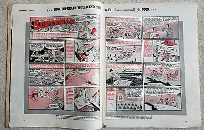 RARE Look Magazine February 27 1940 Superman VS. Hitler & Stalin Comic WWII • $199.99