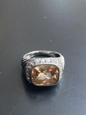 $14.40 • Buy Vintage Women’s Costume Jewelry Amber Citrine Evening Ring Size 7-8