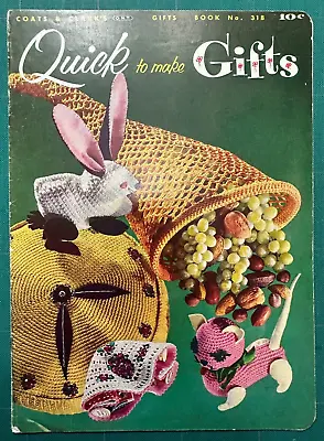 VINTAGE 1950 Coats & Clark QUICK TO MAKE GIFTS BK 318 HATS Animals Potholders • $10.99