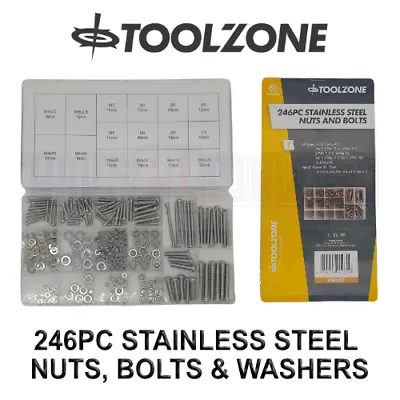 £7.25 • Buy Toolzone 246pc Stainless Steel Nuts And Bolts Washers M3 M4 M5 M6 Grade 201