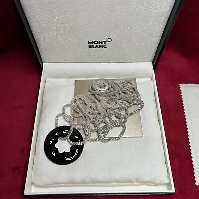 Mont Blanc Star Collection Sterling Silver And Onyx Necklace With Box & COA • $491.48