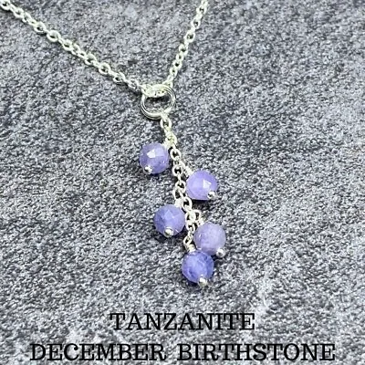 Tanzanite Necklace - Blue - 925 Sterling Silver - Wisteria Design - Birthstone • £24.95