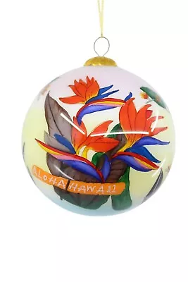 Hawaiian Christmas Ornament - Hand Painted Glass Ball W Box - Birds Of Paradise • $16.26