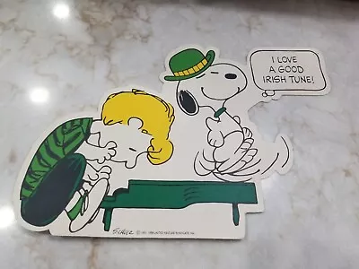 Vintage Peanuts Snoopy Schroder Piano St Patricks Day Die Cut Schultz Cartoon  • $13.95