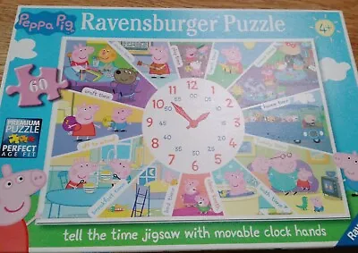 £4.75 • Buy Peppa Pig Tell The Time Jigsaw With Movable Clock Hands Large Puzzle VGC