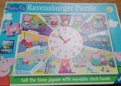£4.75 • Buy Peppa Pig Tell The Time Jigsaw With Movable Clock Hands Large Puzzle VGC