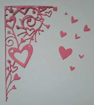 Memory Box Ornamental Corner Heart Die Cuts Valentine Mothers Day Dark Pink X 6 • £1.75