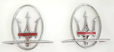 Ch/red 2 Side Emblem Logo Badge Fit Maserati Left Right Trident Ornament Decal • $41