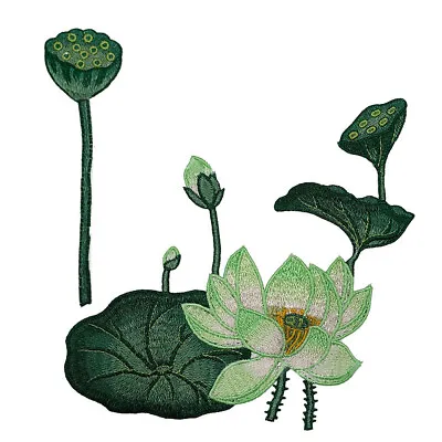 Chinese Style Lotus Leaf Embroidery Iron-on Patch Applique Clothes Sewing Patch • £4.87