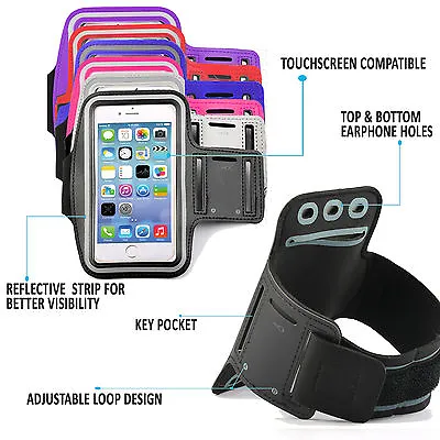 Sports Gym Phone Armband Cover Running Arm Holder Case For All Apple Samsung  • £5.95