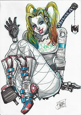 Harley Quinn 11x17 Original Art Drawing Pinup Page Sketch Batman Dc Comics Manga • $337.99