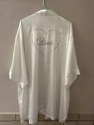 Victoria's Secret BRIDE Robe White Wedding Kimono I Do One Size Heart Glitter • $14.99