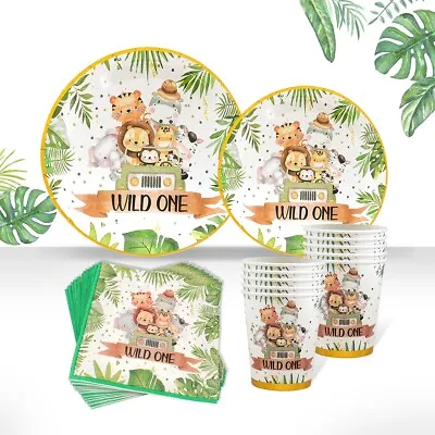 £15.69 • Buy Jungle Animals Disposable Tableware Sets Baby Shower 1st Birthday Party Decor