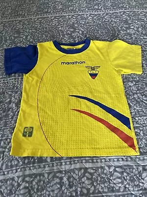 Marathon Sports Ecuador Youth Soccer Tshirt Size 4 Yellow Blue Red SKU  • $25