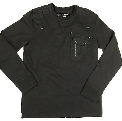 Marc Ecko SHIRT Mens M Cut & Sew Long Sleeve T-Shirt Black W Buttons Pocket • $19.18