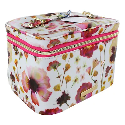 Tartan + Twine Zippered Deluxe Cosmetic Train Case White Floral • $15.99