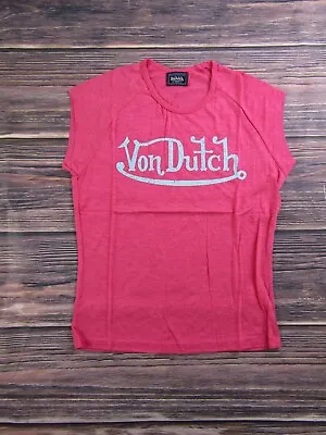 Von Dutch NEW Womens Medium Pink Short Sleeve Raglan Tee T Shirt Top • $12.99