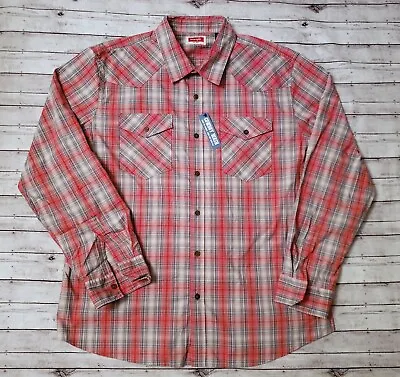 NWT Wrangler Western Cowboy Wash Shirt Men's XL 26X31 Chest Flap Pockets *UU • $15.55