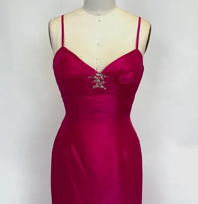 Fuchsia Long Dress Size 4 Pink Dress Beaded Gown Formal Evening Gown Sz 4 • $139.92