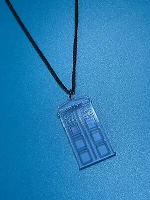 Unbranded Acrylic Fluorescent Blue Tardis Necklace • £6