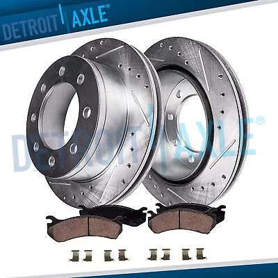 Front Drilled Rotors Brake Pads For Chevrolet Silverado GMC Sierra 2500 3500 HD • $188.46