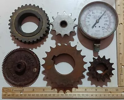 Industrial Steampunk LOT OF (5) Gears Sprocket1 Gauge Etc. • $32.99