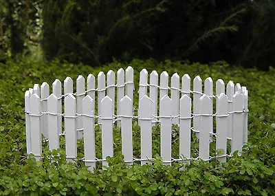 Miniature FAIRY GARDEN White Wood Picket Fence 2  X 18  ~ Buy 3 Save $6 • $7.35
