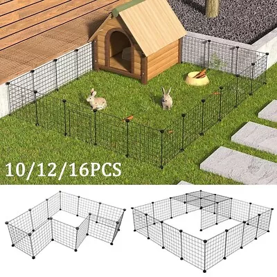 16 Panel Dog Pen Puppy Pet Playpen Run Outdoor Enclosure Rabbit Fence Crate Cage • £5.99