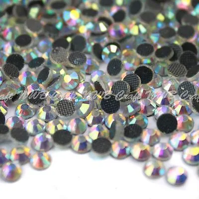 Crystal AB Hotfix Iron On Glass Rhinestones Flat Back Crystals Diamante Gems • £2.49