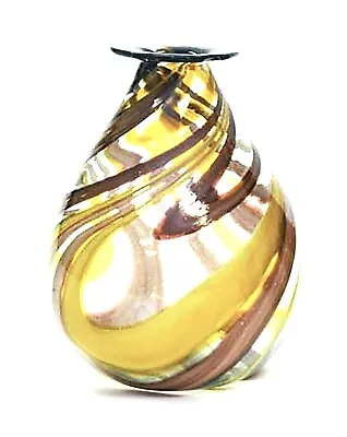 Mexican Glass Flower Vase Conical Shape Amber/Amethyst Color Swirl-11.75H • $36.95