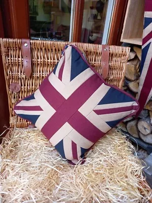 Beautiful Vintage Style Tea Dyed Union Jack Tapestry Cushion 12 X 12  New  • £22.50