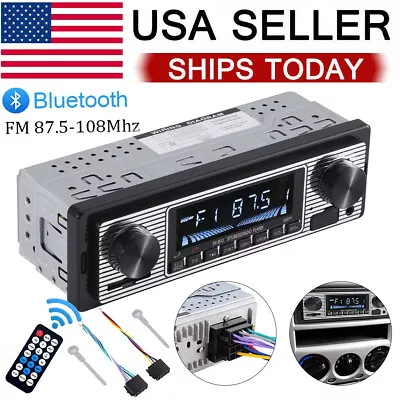 Single Din Bluetooth Vintage Car Stereo FM Radio USB Audio Receiver MP3 Player • $16.85