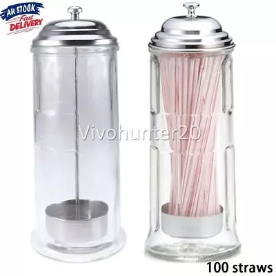 [Inc Straws] Avanti Glass Straw Dispenser Retro Holder Container Bar Drink AU • $31.18