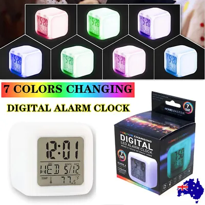 $12.49 • Buy Digital LCD Bedside LED Color Changing Alarm Clock Time Temperature Day/Night AU