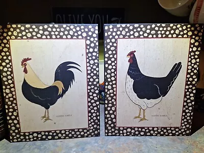 2 Warren Kimble Country Hen And Rooster Chickens Wall Art Plaques • $40