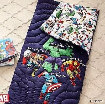 Pottery Barn Kid- Marvel Heroes Sleeping Bag- Monogramed BAYNE- Blue • $69.99