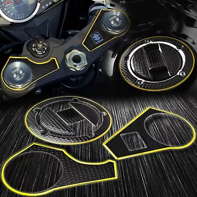 Chrome Gold Handle Yoke Cover+Fuel Cap Sticker 09-16 Suzuki GSX-R1000 GSXR 1000 • $34.88