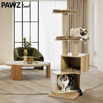 $89.69 • Buy Cat Scratching Post Tree Kitten Playing Tower Condo House Wooden Furniture 124CM