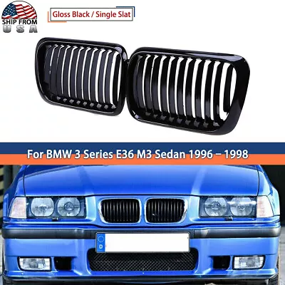 Front Kidney Grilles Grill For BMW E36 3 Series E36 Sedan 1996–1998 Gloss Black • $27.89